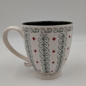 2003 Starbucks Barista Coffee Cup Mug White Green Scroll Red Diamonds 18…